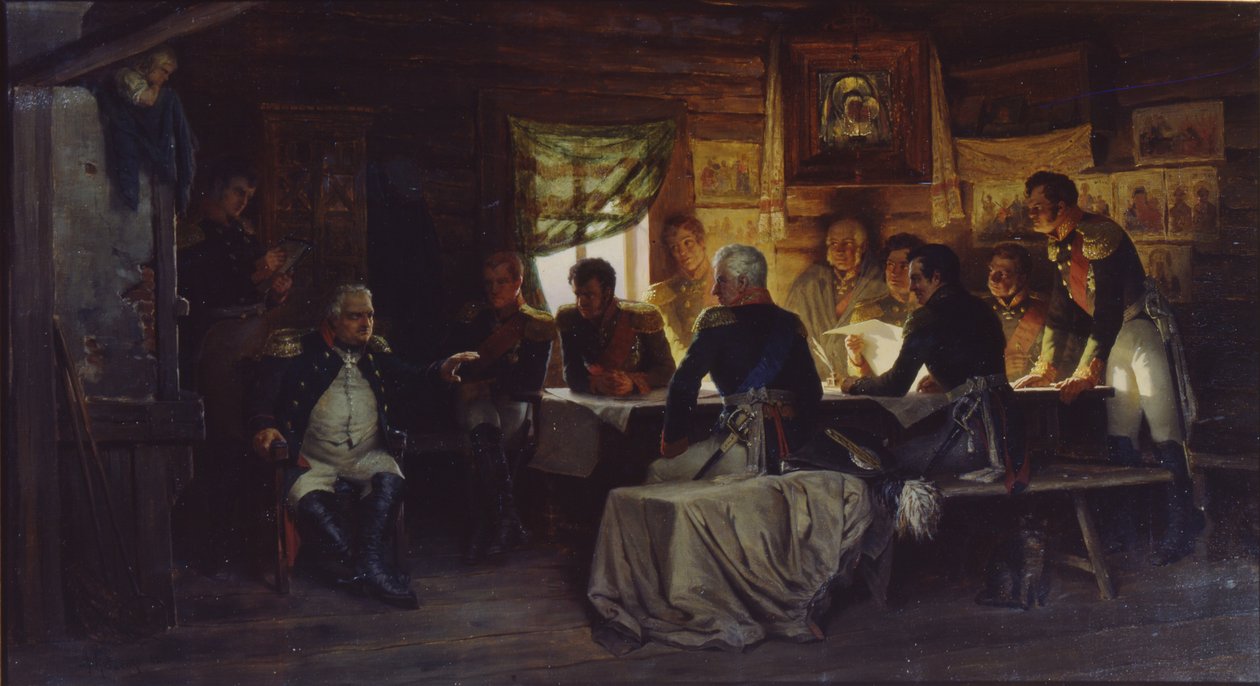 Militærrådet i landsbyen Fili nær Moskva den 13. september 1812, 1882 af Aleksei Danilovich Kivshenko