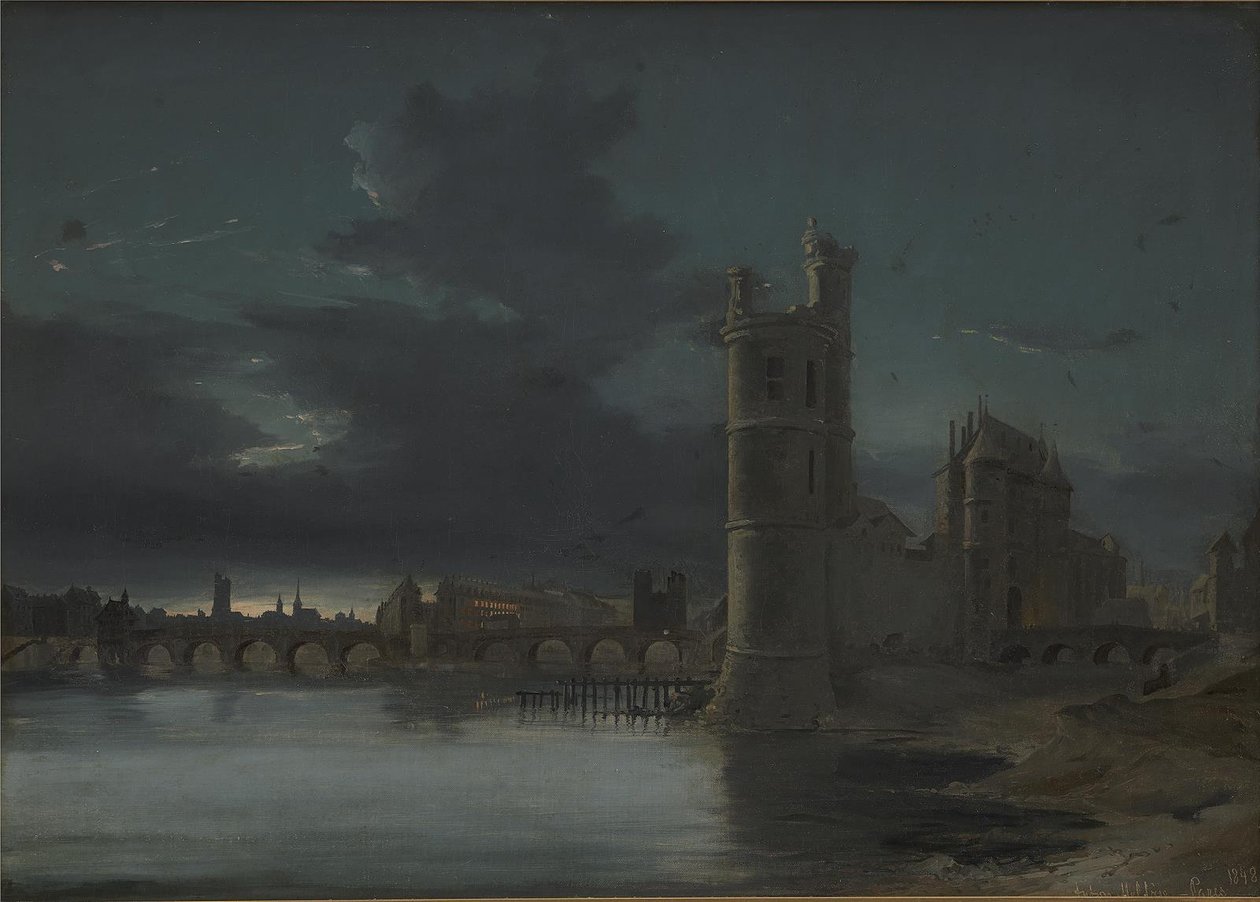 Tour St. Jacques og Notre Dame, Paris. Aften af Anton Melbye