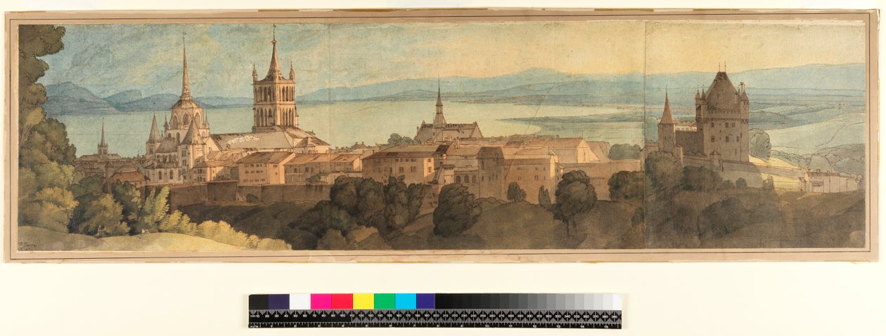 No.1483 View of Lausanne, 1781 (wc, blyant og blæk på papir) af Francis Towne