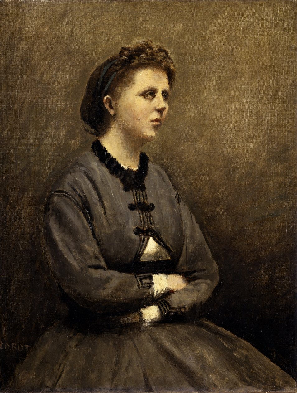 Mme de Larochenoire, malerens hustru af Jean Baptiste Camille Corot