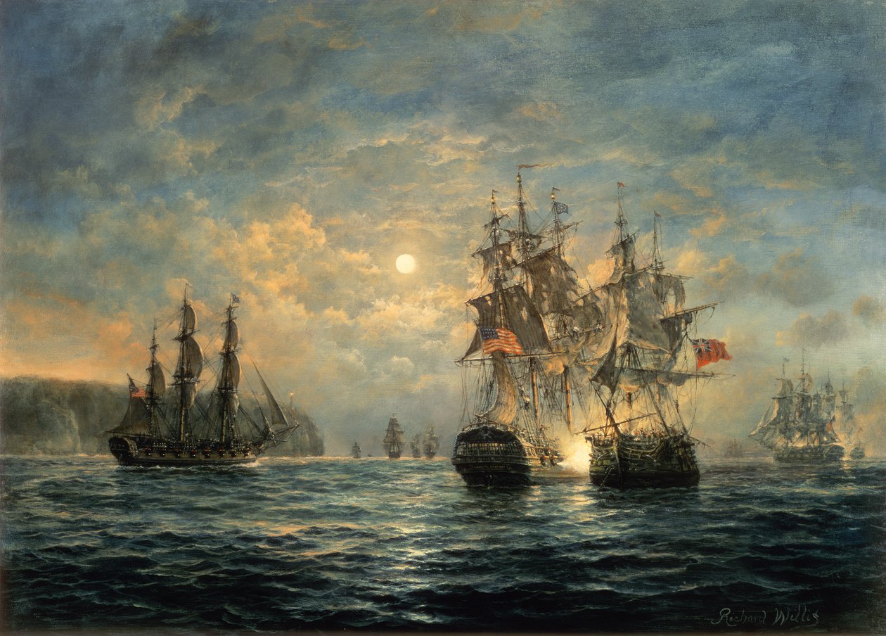 Engagement Between the Bonhomme Richard and the Serapis off Flamborough Head, 1779 af Richard Willis
