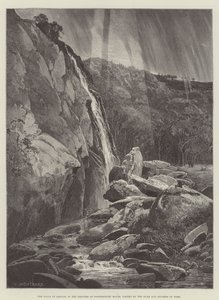 The Falls of Dargle, i Grounds of Powerscourt House, besøgt af hertugen og hertuginden af York af Charles Auguste Loye