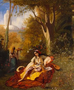 En algerisk kvinde og hendes tjener i en have, 1844