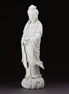 Blanc de Chine figur af Guanyin, ca. 1800 (porcelæn)