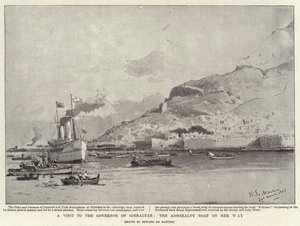 Et besøg hos guvernøren i Gibraltar, Admiralitetsbåden på vej (litho) af Eduardo de Martino