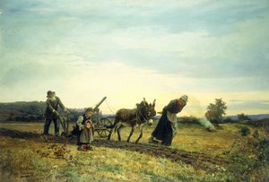 Pløjning af markerne, 1877 af Eugene Alexis Girardet