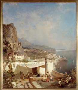 Napoli-bugten. Maleri af Franz Richard Unterberger (1838-1902) Ec. Bel. af Franz Richard Unterberger