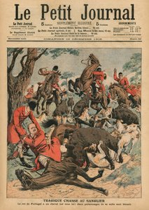 Tragisk ornejagt, hesten af Carlos I, konge af Portugal, bliver dræbt under ham, forsideillustration fra 