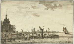 Havneudsigt over Oude Hooft i Rotterdam af Hendrik Kobell