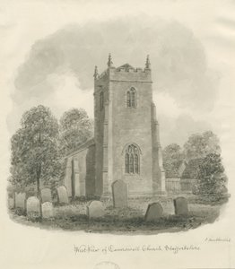 Caverswall Church: sepia tegning af John Buckler