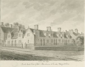 Leek Town - "Ash" s Almshouses ": sepia drawing, 1844dani af John Buckler