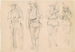 Studies for Entering the War [recto], 1918. af John Singer Sargent
