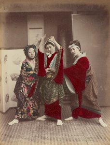 Dansende fest, ca.1880 af Kusakabe Kimbei