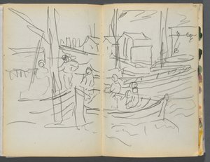 Skitsebog - The Granite Shore Hotel, Rockport, side 114 115: Figurer på en sejlbåd af Maurice Prendergast