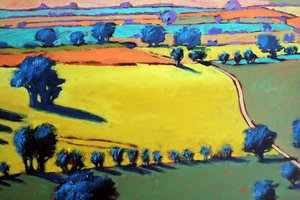 Cotswold Way tæt på (akryl ombord) af Paul Powis