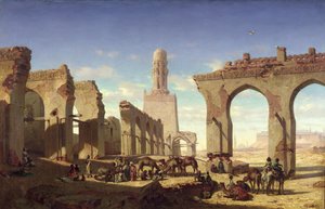 Ruinerne af moskeen af kaliffen El Haken, Cairo, ca. 1840