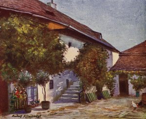 Hus i Heiligenstadt, hvor Beethoven boede (farve litho)