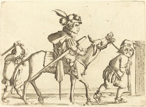 Dværg rider på en røv. af Stefano della Bella