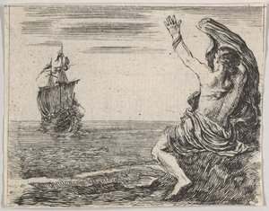 Theseus og Ariadne, fra Game of Mythology Jeu de la Mythologie, 1644. af Stefano della Bella
