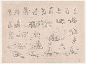 Tavle 2, omrids af figurer, landskaber og kvæg...til brug for elever, jun..., 1. juni 1790. af Thomas Rowlandson