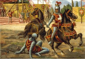 Amedee VII af Savoyen (1360 -1391) sagde Den Røde Greve under en turnering. Amedeo VIII af Savoyen (den såkaldte Rosso). af Unknown artist