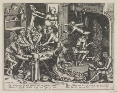 tyndt køkken La Maigre Cuisine / Culina Tenuis / De Magher Keuken (titel på objekt) Magert køkken og det fedtede køkken (serietitel) af Anonymous