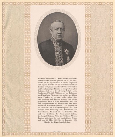 Ferdinand greve Trauttmansdorff-Weinsberg af Artist Unknown