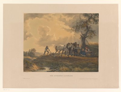 Figurer pløjer jorden Der Ackernde Landmann (titel på objekt) af Eduard Weixlgärtner