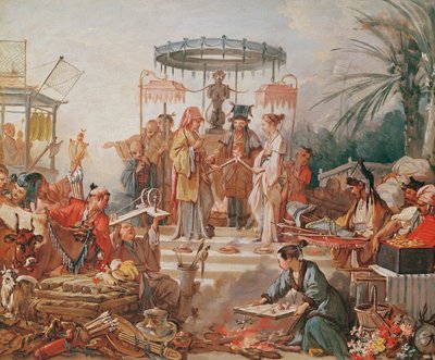 Et kinesisk ægteskab, studie til en billedtæppetegneserie, ca. 1742 af François Boucher