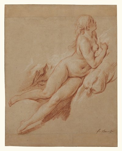 Studie af en liggende nøgen person af François Boucher