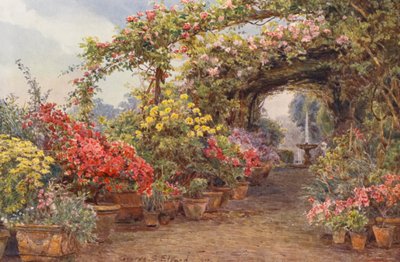 Italienske haver: En florentinsk terrasse (farvelitografi) af George Samuel Elgood