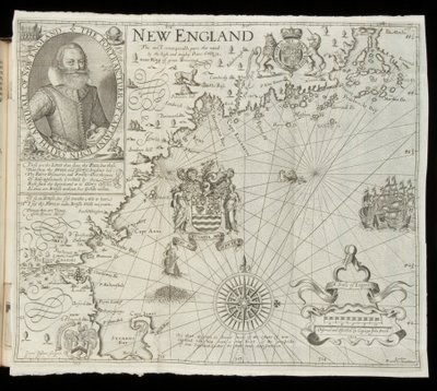 Kort over New England, fra Historia Mundi: eller Mercators Atlas, London, 1635 af Gerardus Mercator