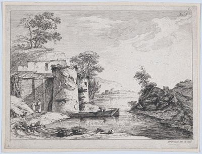 Gamle tårne på en flodbred, 1763. af Jean Jacques de Boissieu