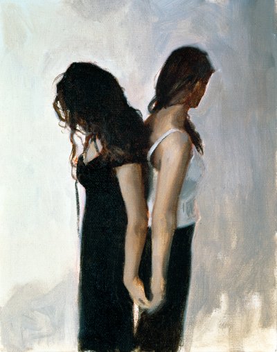 Back to Back (olie på lærredsplade) af John Worthington