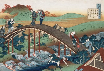 Efterårsblade på Tsutaya-floden, fra serien "One Hundred Poems as Told by the Nurse", ca. 1839 af Katsushika Hokusai