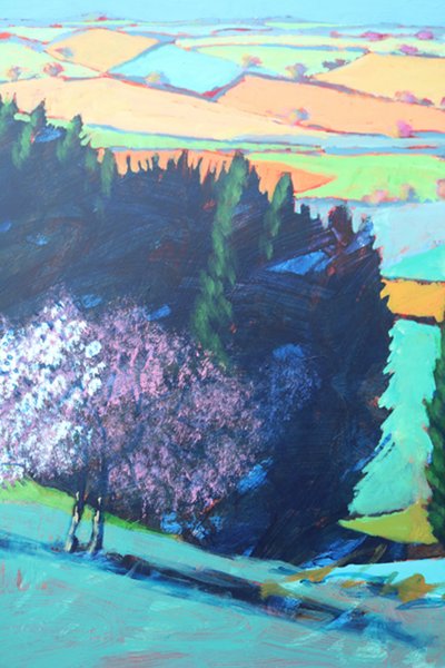 Teme Valley blomstrende nærbillede 1 (akryl om bord) af Paul Powis