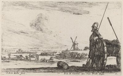 Soldat i rustning og en kanon, ca. 1641. af Stefano della Bella