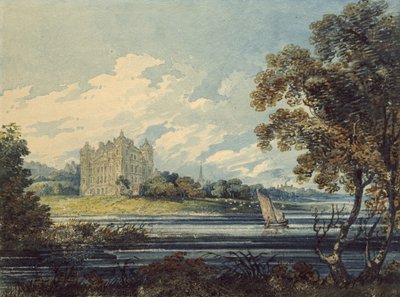 Duff House, Banff, 1794 (akvarel, med nogle udkradsninger, over tegninger i grafit) af Thomas Girtin