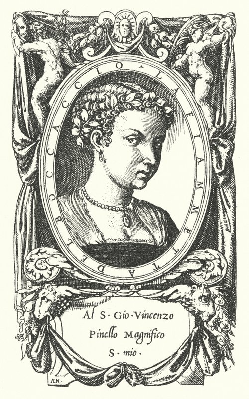 The Lady Fiammetta, emnet for Giovanni Boccaccios roman Elegy af Madonna Fiammetta af Enea Vico